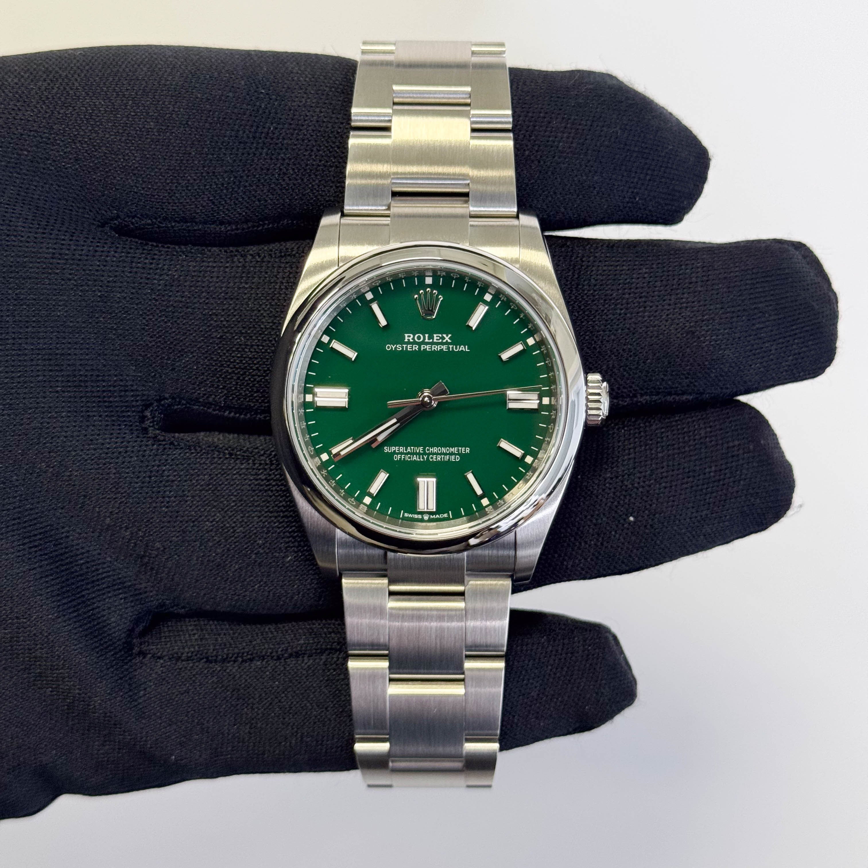 Rolex Oyster Perpetual 36mm Green Dial Watch Ref# 126000 - Happy Jewelers Fine Jewelry Lifetime Warranty