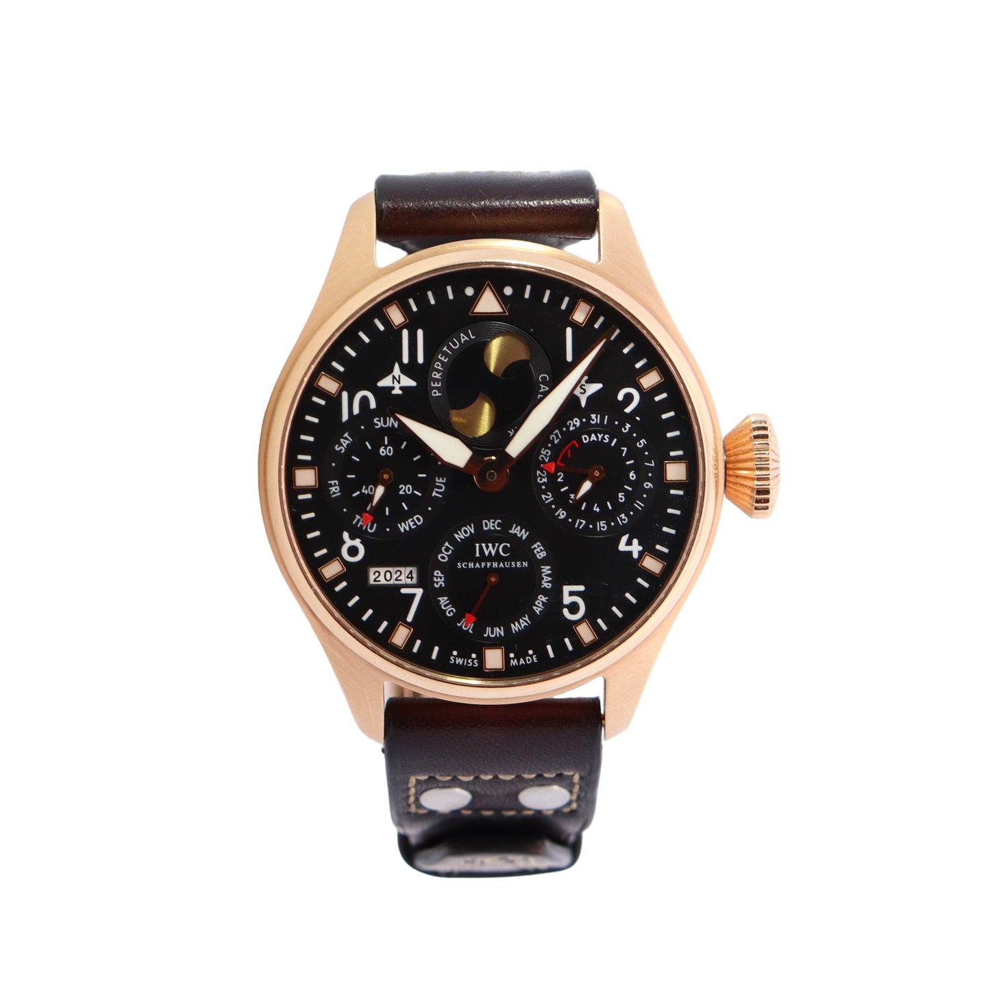 IWC Perpetual Calendar 46mm Black Dial Watch Ref IW502615 Happy Jewelers