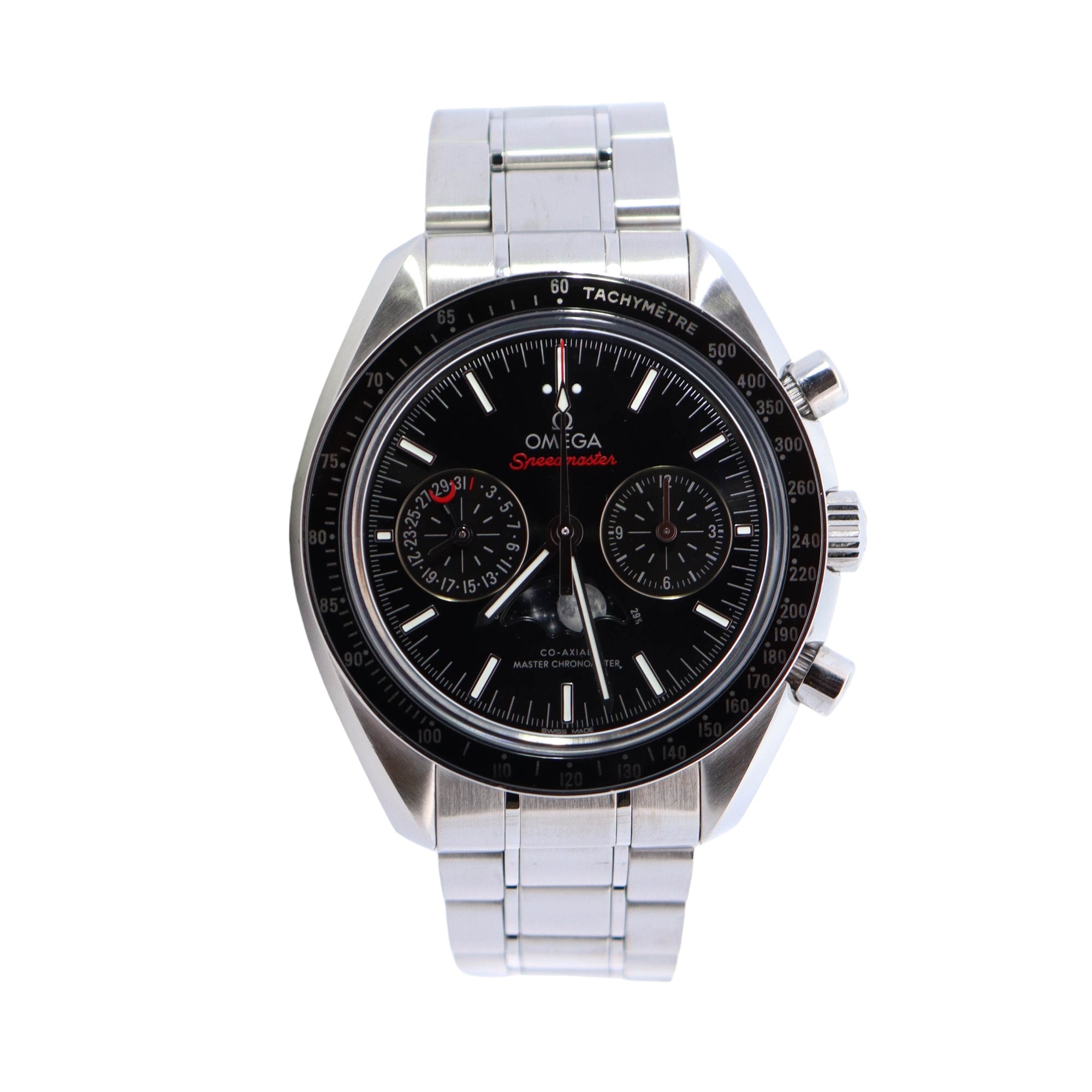 Omega Speedmaster Moonphase 44mm Black Dial Watch Ref# 304.30.44.52.01.001 - Happy Jewelers Fine Jewelry Lifetime Warranty