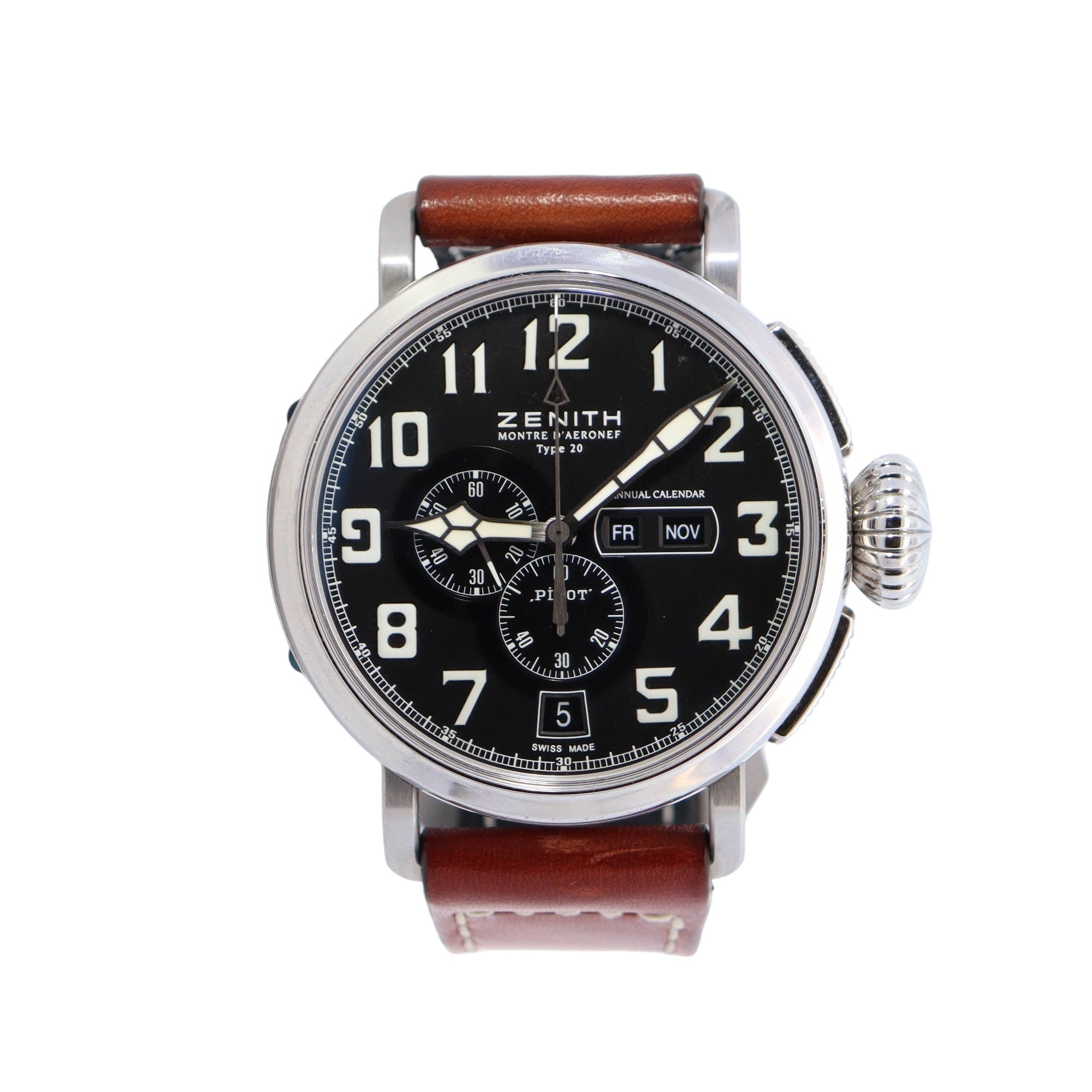 Zenith Pilot Type 48mm Black Dial Watch Ref# 03.2430.4054 - Happy Jewelers Fine Jewelry Lifetime Warranty