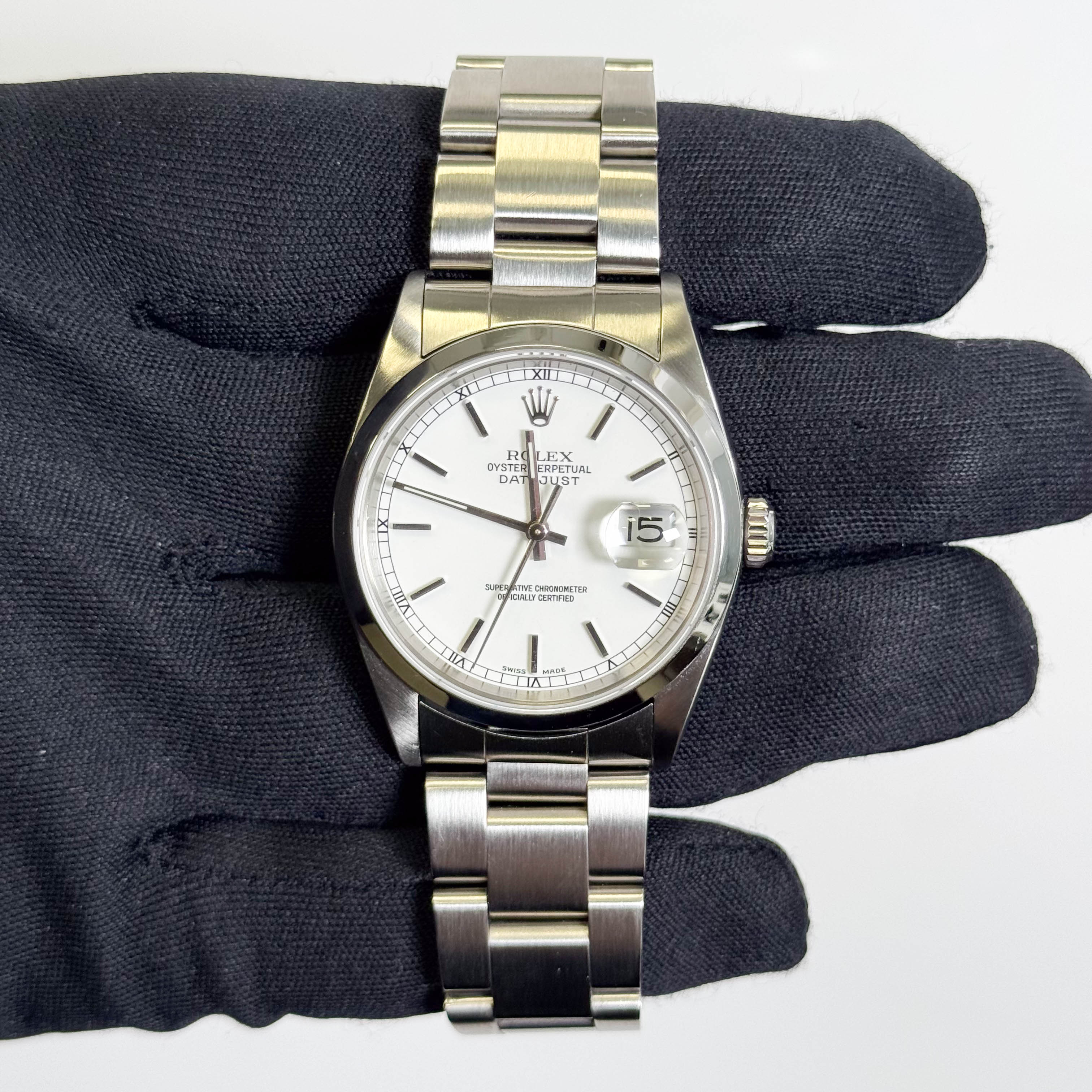 Rolex Datejust Stainless Steel 36mm White Dial Watch Ref# 16200