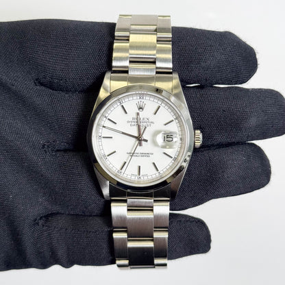 Rolex Datejust Stainless Steel 36mm White Dial Watch Ref# 16200 - Happy Jewelers Fine Jewelry Lifetime Warranty