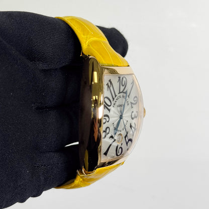 Franck Muller Cintree Curvex Yellow Gold 39mm x 55mm Silver Arabic Dial Watch Ref# 8880 SC DT - Happy Jewelers Fine Jewelry Lifetime Warranty