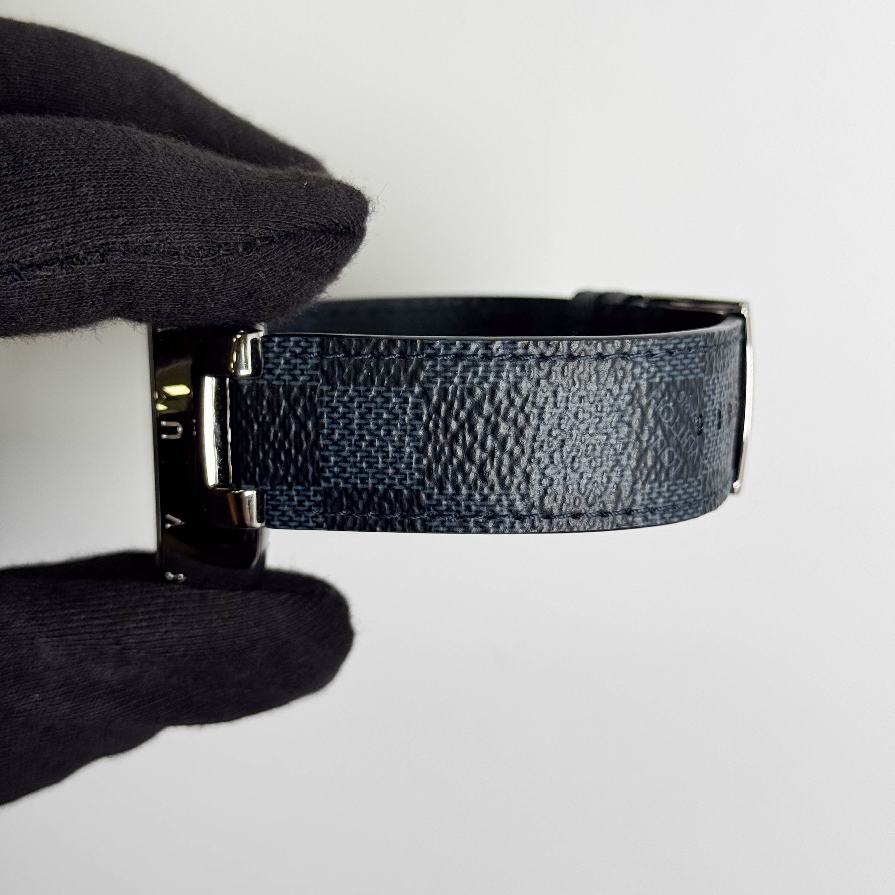 Louis Vuitton Tambour 46mm Black Blue  Dial Watch Ref # QA163Z - Happy Jewelers Fine Jewelry Lifetime Warranty