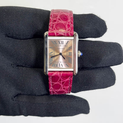 Cartier Tank 31mm Pink Dial Watch Ref# W5200000 - Happy Jewelers Fine Jewelry Lifetime Warranty
