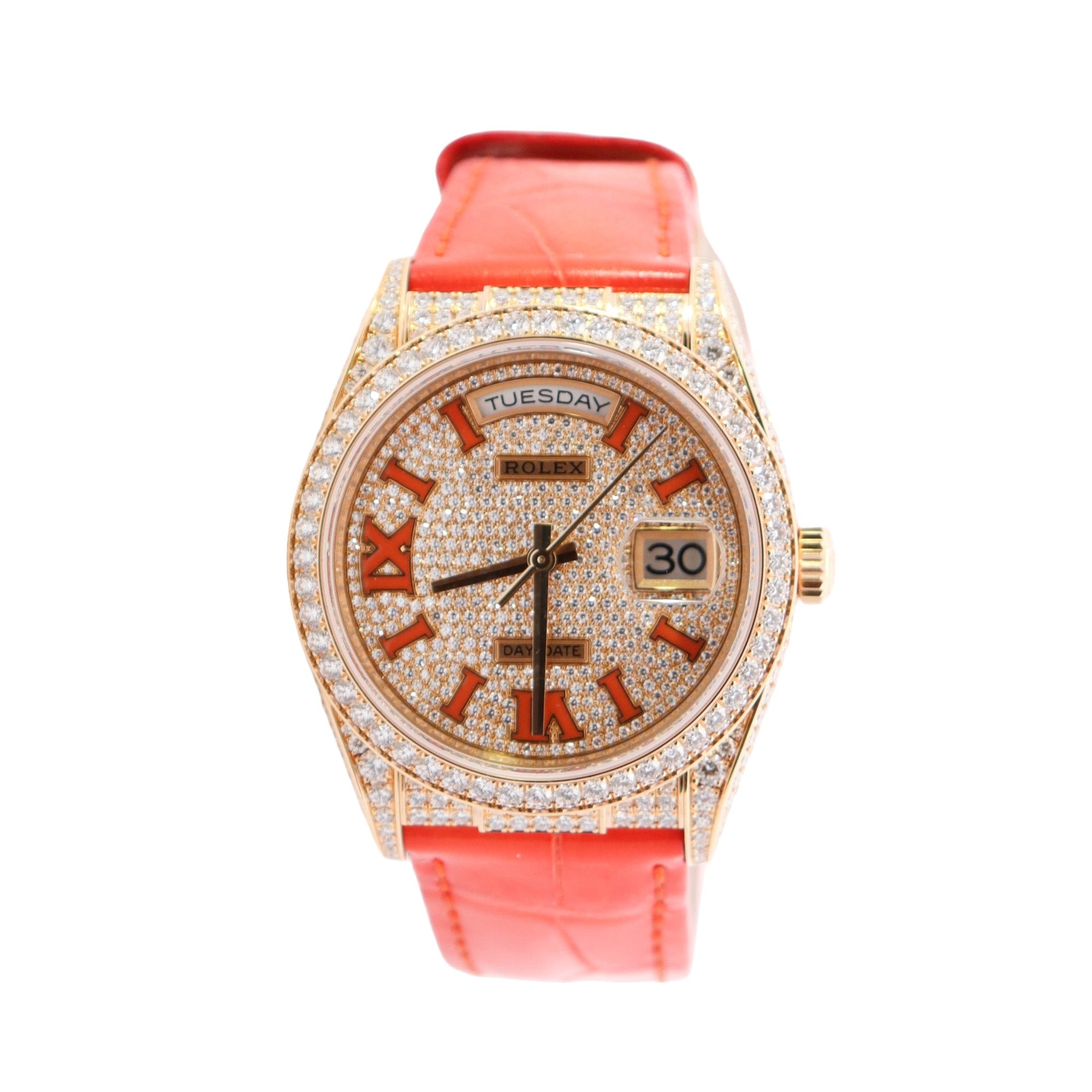 Rolex Day-Date 36mm Pave Dial Watch Ref# 128158RBR - Happy Jewelers Fine Jewelry Lifetime Warranty