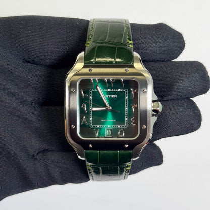 Cartier Santos Stainless Steel 40mm Green Dial Watch Ref# WSSA0055 - Happy Jewelers Fine Jewelry Lifetime Warranty