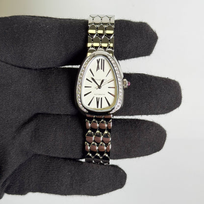 Bvlgari Serpenti Seduttori 34mm White Opaline Dial Watch Ref# 104060