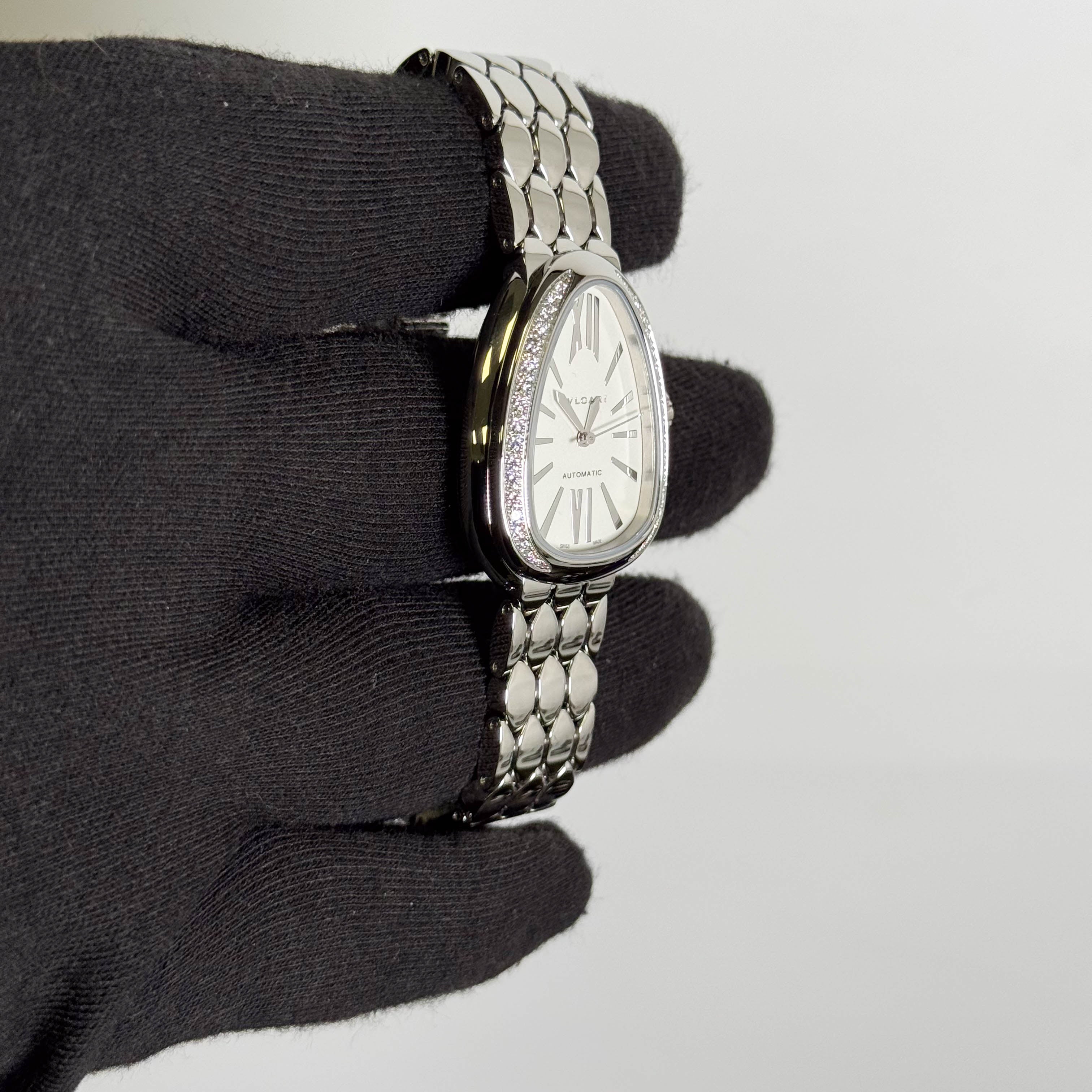 Bvlgari Serpenti Seduttori 34mm White Opaline Dial Watch Ref# 104060