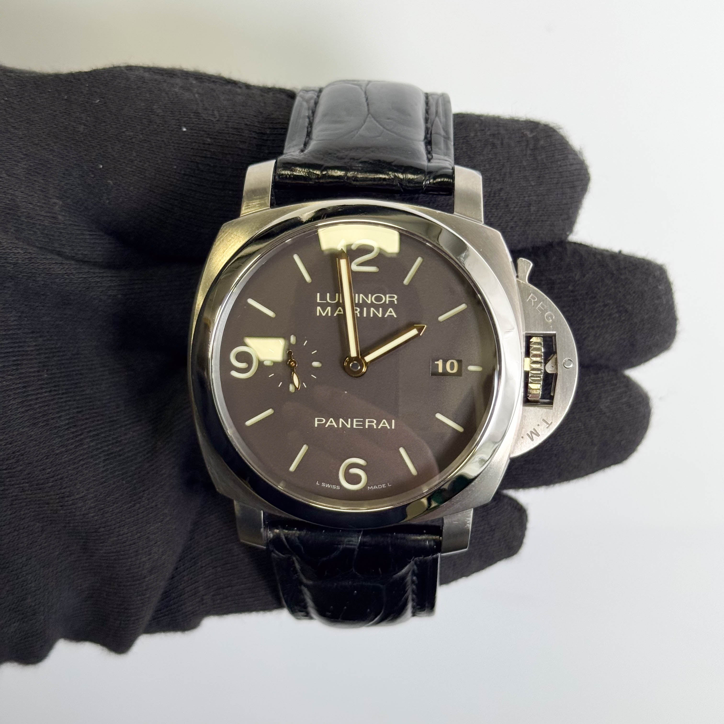 Panerai Luminor 1950 Marina 3 Days 44mm Brown Dial Watch Ref# PAM00351