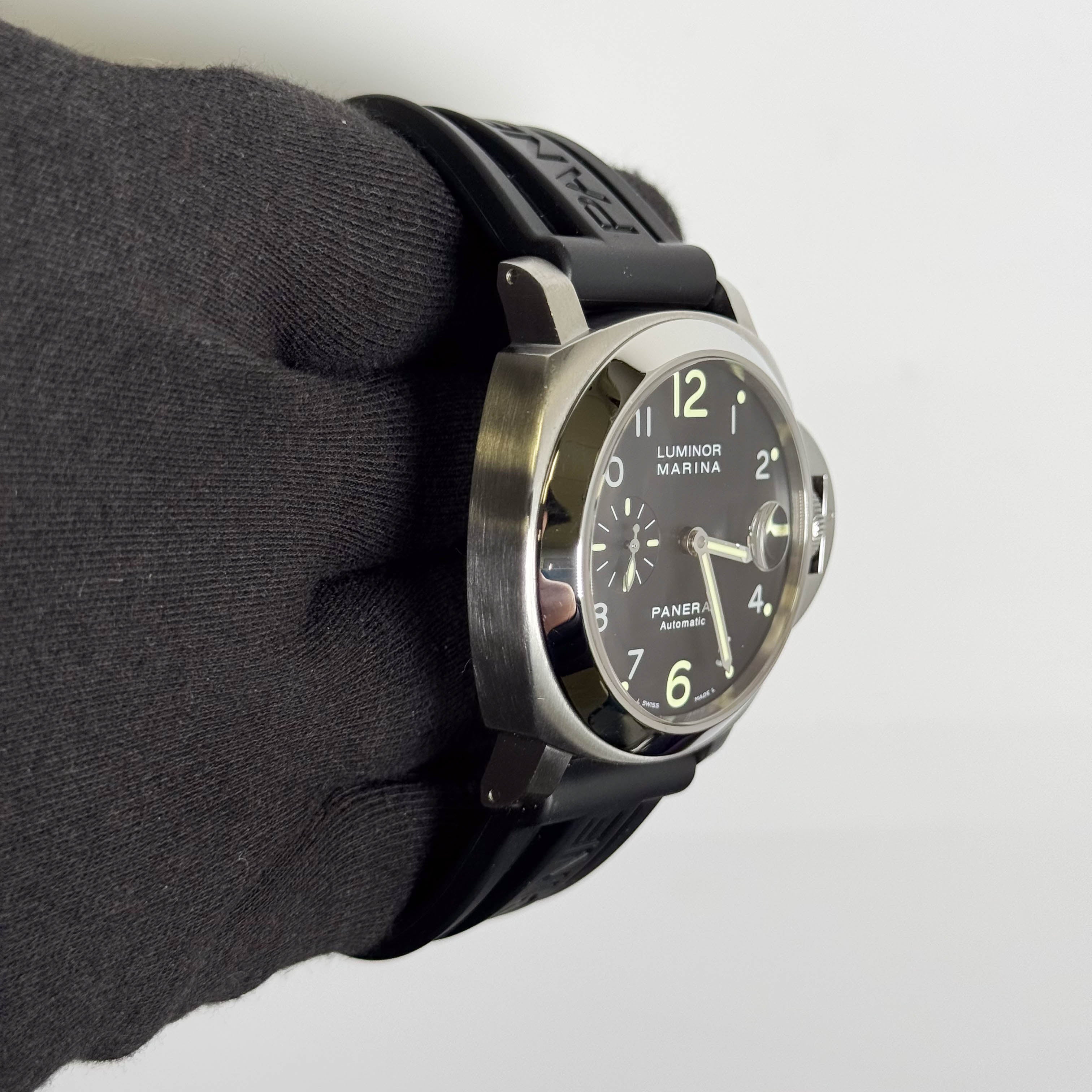 Panerai Luminor Marina Acciaio 44mm Black Dial Watch Ref# PAM00164