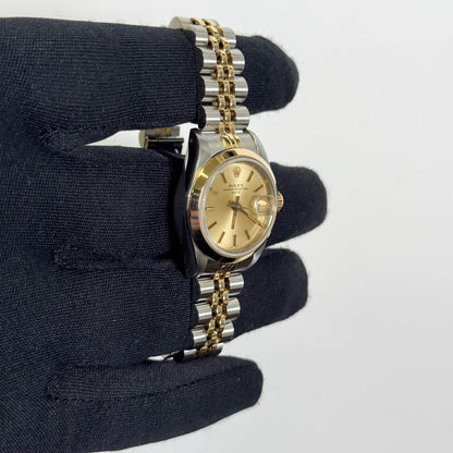 Rolex Datejust Two Tone Yellow Gold Stainless Steel 26mm Champagne Dial Watch Ref# 69163 - Happy Jewelers Fine Jewelry Lifetime Warranty
