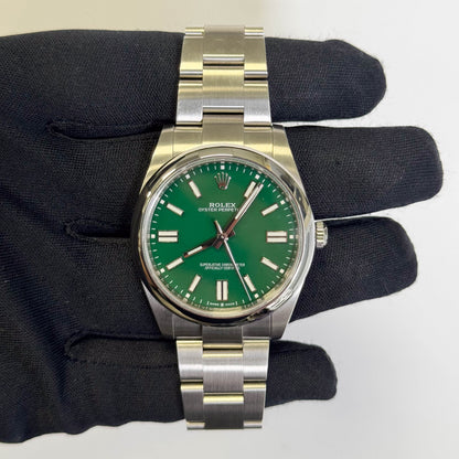Rolex Oyster Perpetual 41mm Green Dial Watch Ref# 124300 - Happy Jewelers Fine Jewelry Lifetime Warranty