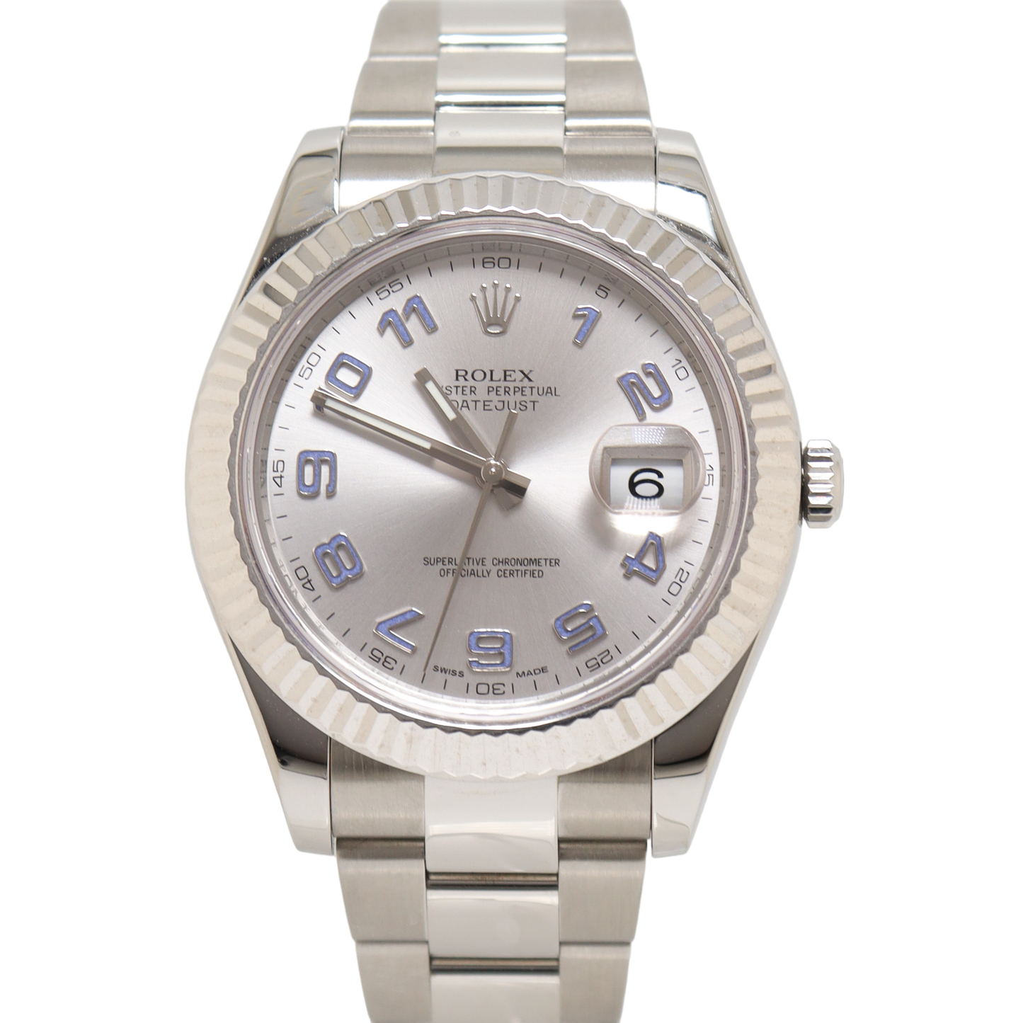 Rolex Datejust Stainless Steel 41mm Silver Arabic Dial Watch Reference #: 116334 - Happy Jewelers Fine Jewelry Lifetime Warranty