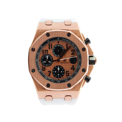 Audemars Piguet Royal Oak Offshore 42mm Rose Dial Watch Ref# 26470OR.OO.A002CR.01 - Happy Jewelers Fine Jewelry Lifetime Warranty