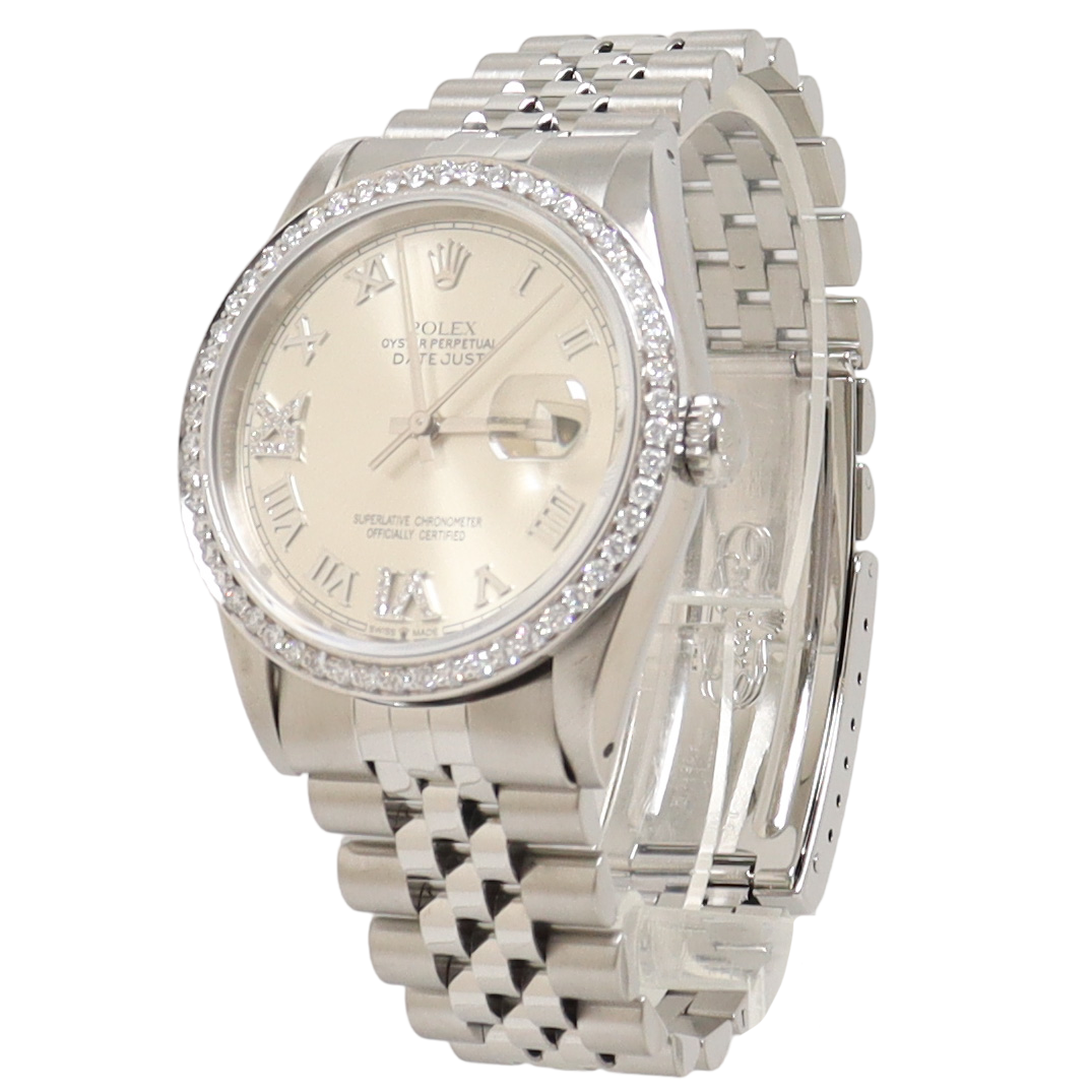 Rolex Datejust White Gold & Steel 36mm Silver Roman Dial with #6 & #9 with diamonds Watch Reference#: 16234 - Happy Jewelers Fine Jewelry Lifetime Warranty