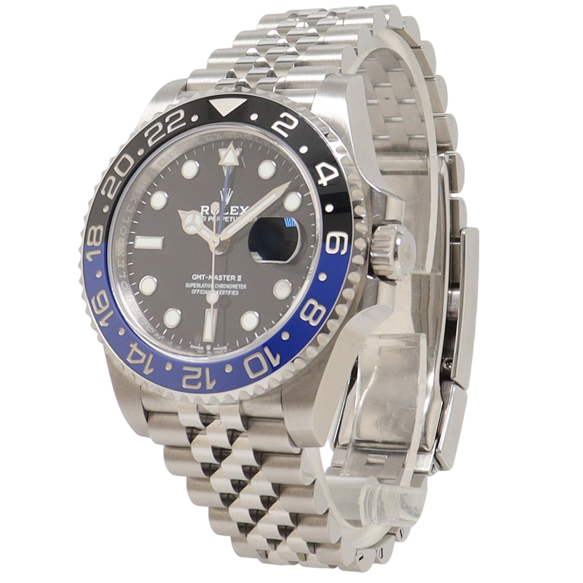 Rolex GMT Master II "Batgirl" Stainless Steel 40mm Black Dot Dial Watch Reference#: 126710BLNR