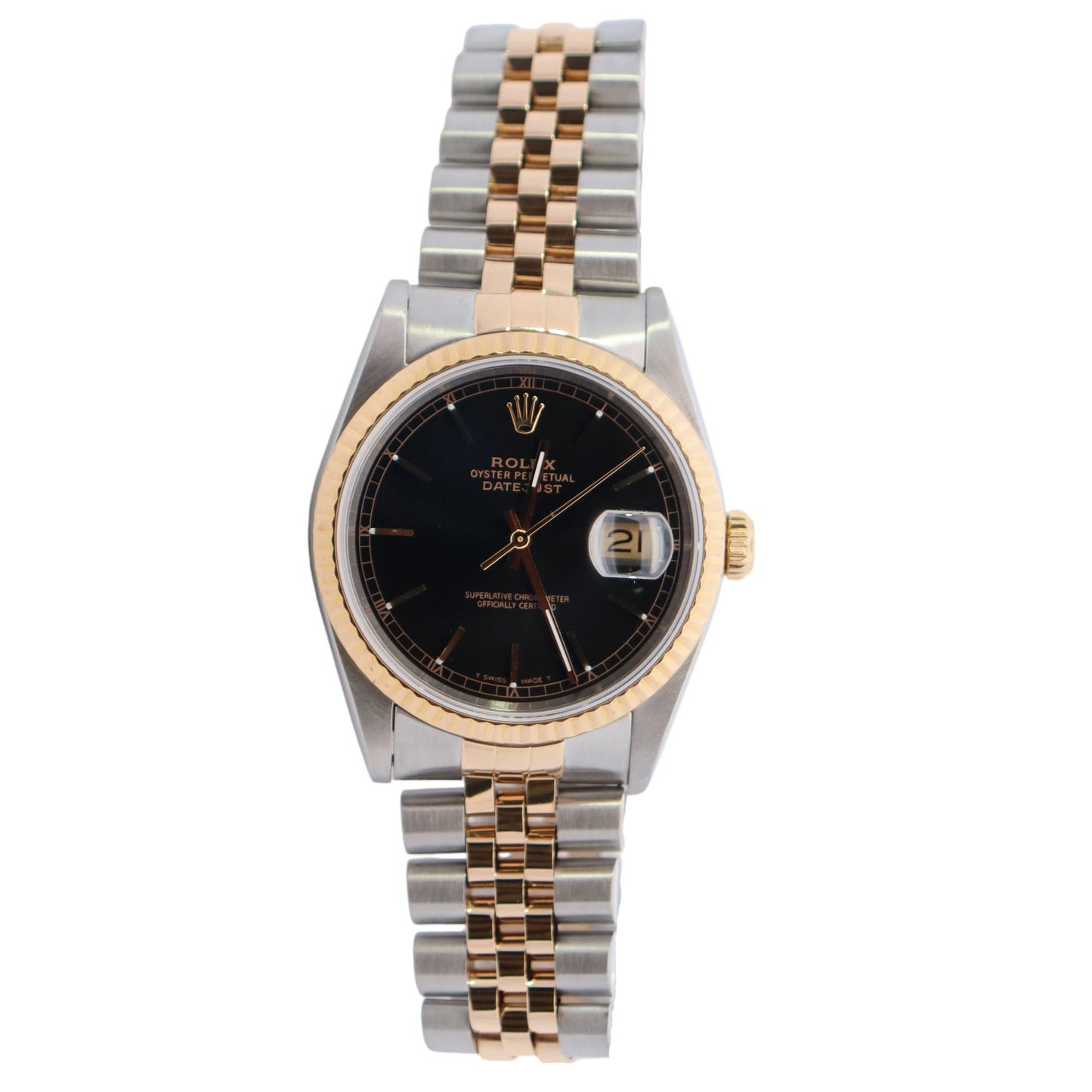 Rolex Datejust 36mm Black Dial Watch Ref# 16233