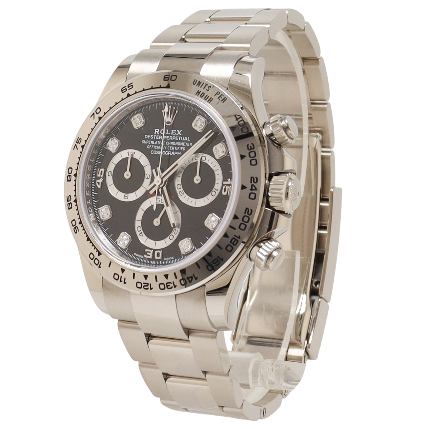 Rolex Daytona White Gold 40mm Black Chronometer Diamond Dial Watch Reference #: 116509 - Happy Jewelers Fine Jewelry Lifetime Warranty