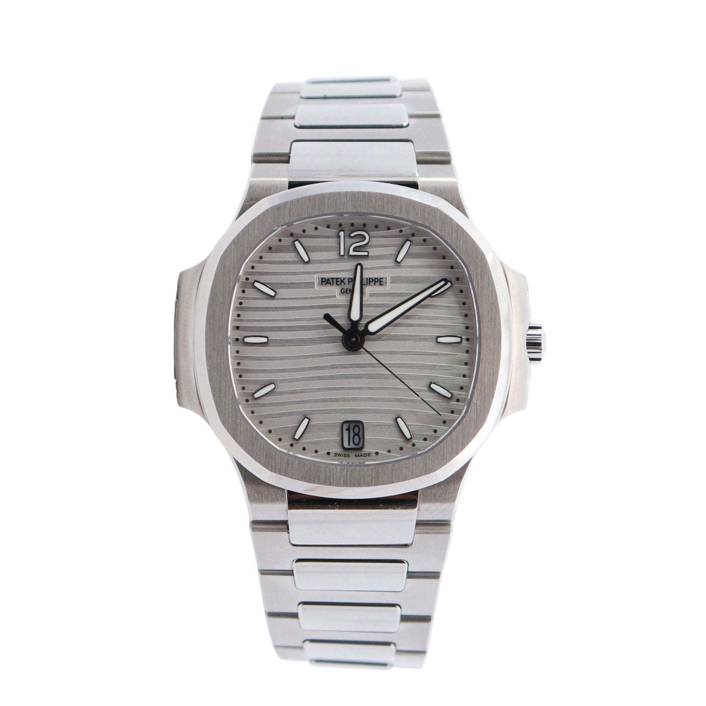 Patek Philippe Lady Nautilus 35.2mm Silver Opaline Dial Watch Ref# 7118/1A-010