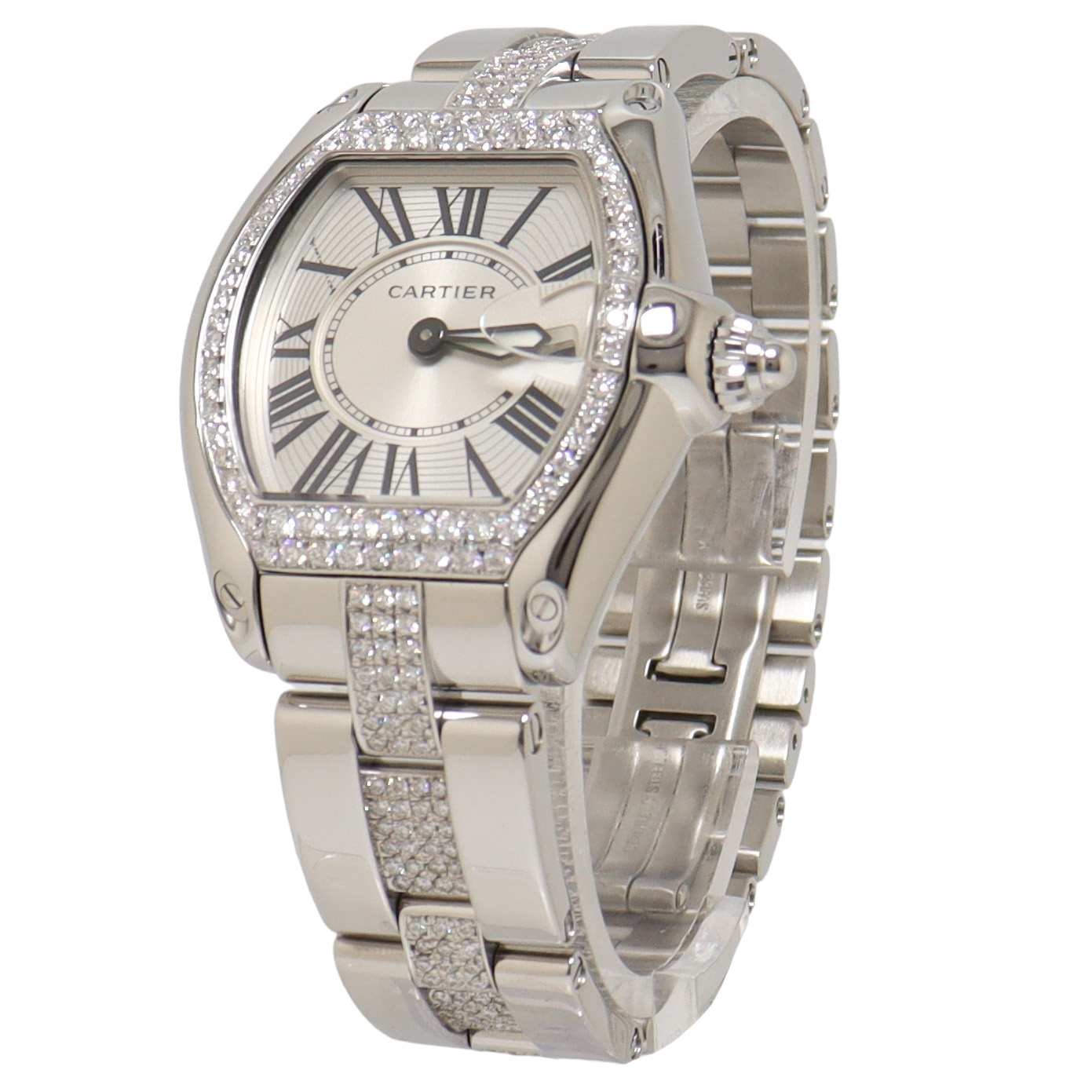 Cartier Roadster Stainless Steel White Roman Dial Watch Reference#: 2675 - Happy Jewelers Fine Jewelry Lifetime Warranty