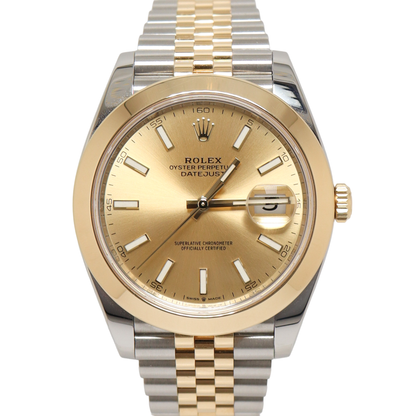 Rolex Datejust Stainless Steel & Yellow Gold 41mm Champagne Diamond Dial Watch Reference# 126303 - Happy Jewelers Fine Jewelry Lifetime Warranty