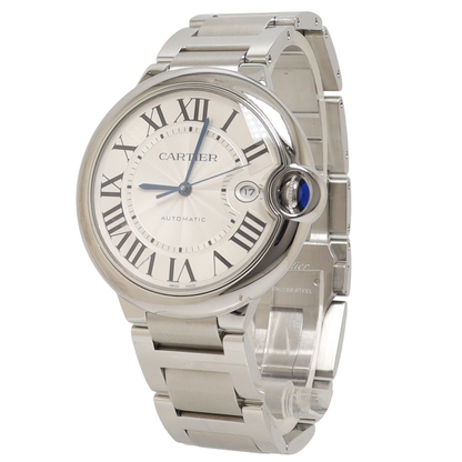 Cartier Ballon Bleu Stainless Steel 36mm Silver Roman Dial Watch Reference# WSBB0048 - Happy Jewelers Fine Jewelry Lifetime Warranty