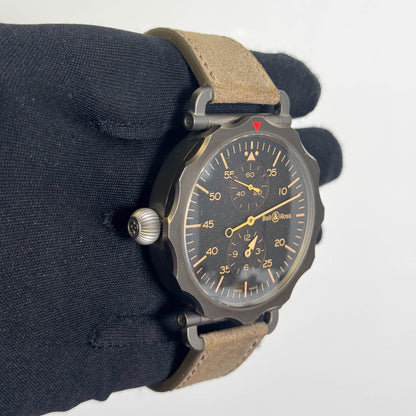 Bell & Ross Vintage WW2 Regulateur Heritage 49mm  Black Dial Watch Ref# BRWW2-REG-HER/SCA - Happy Jewelers Fine Jewelry Lifetime Warranty