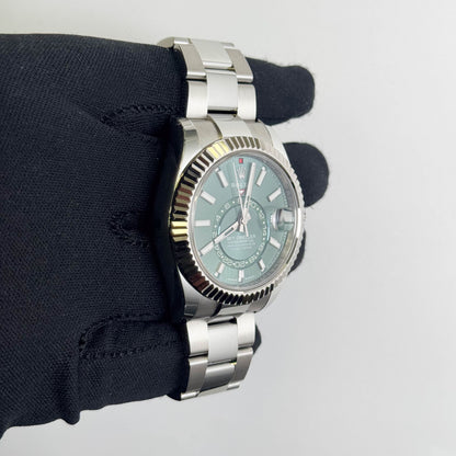 Rolex Sky-Dweller 42mm Green Dial Watch Steel Oyster Bracelet Ref # 336934