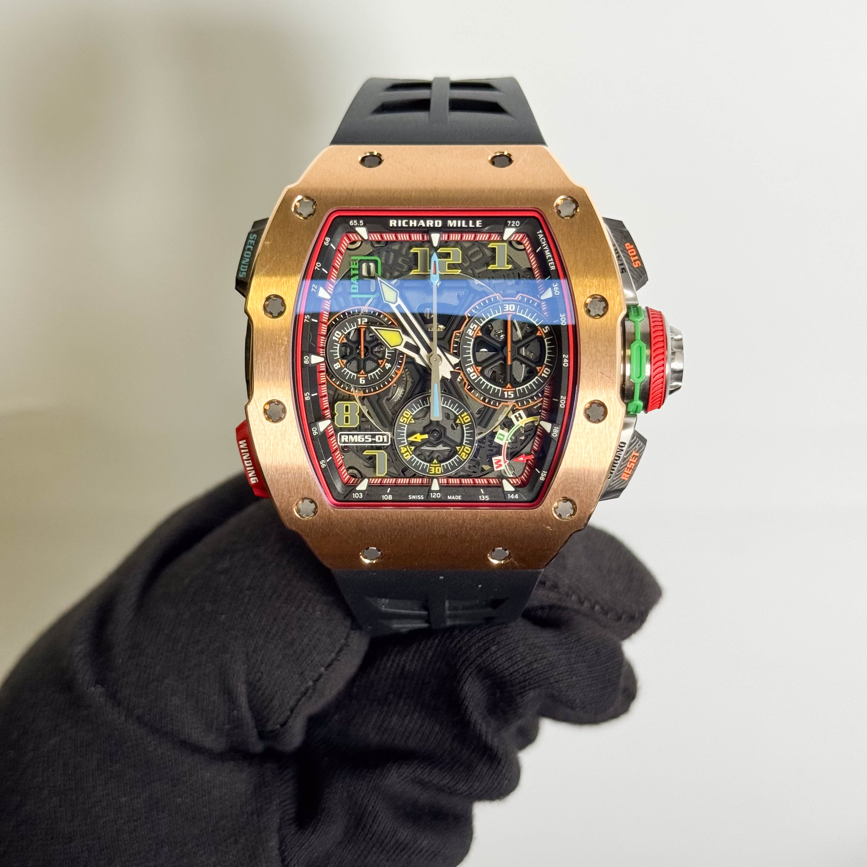 Richard Mille RM65-01 42.5mm Skeleton Dial Watch Ref # RM65-01 CA RG - Happy Jewelers Fine Jewelry Lifetime Warranty