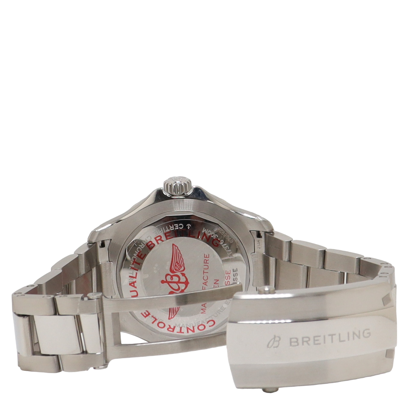 Breitling Superocean Automatic Stainless Steel 44mm White & Turquoise Dial Watch Reference# A17376 - Happy Jewelers Fine Jewelry Lifetime Warranty