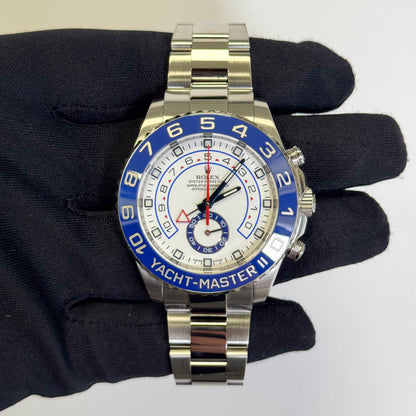 Rolex Yacht-Master II 44mm White Dial Watch Ref# 116680 - Happy Jewelers Fine Jewelry Lifetime Warranty
