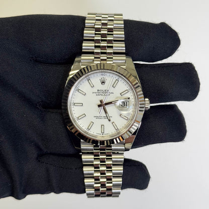 Rolex Datejust 41mm White Dial Watch Ref# 126334 - Happy Jewelers Fine Jewelry Lifetime Warranty