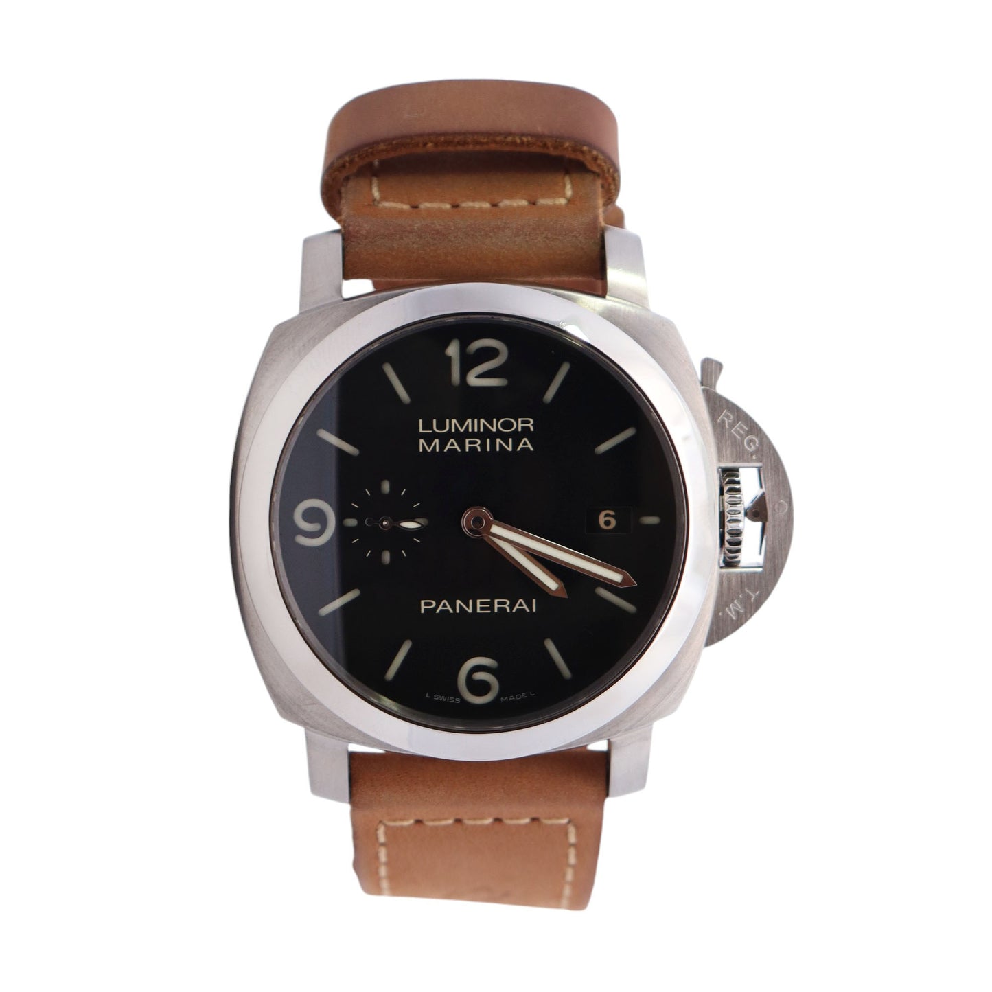 Panerai Luminor 44mm Black Dial Watch Ref PAM00312 Happy Jewelers