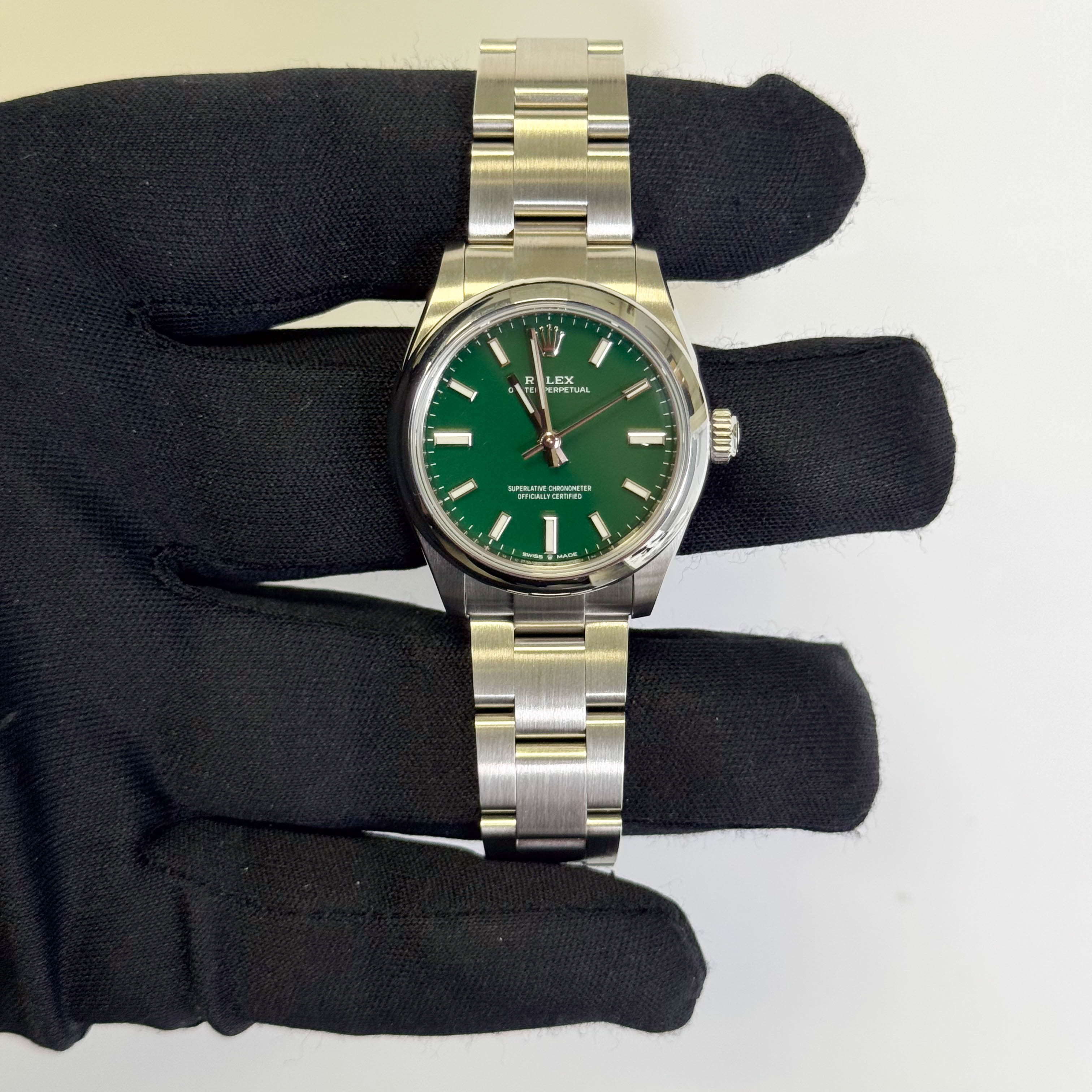 Rolex Oyster Perpetual 31mm Green Dial Watch Ref# 277200