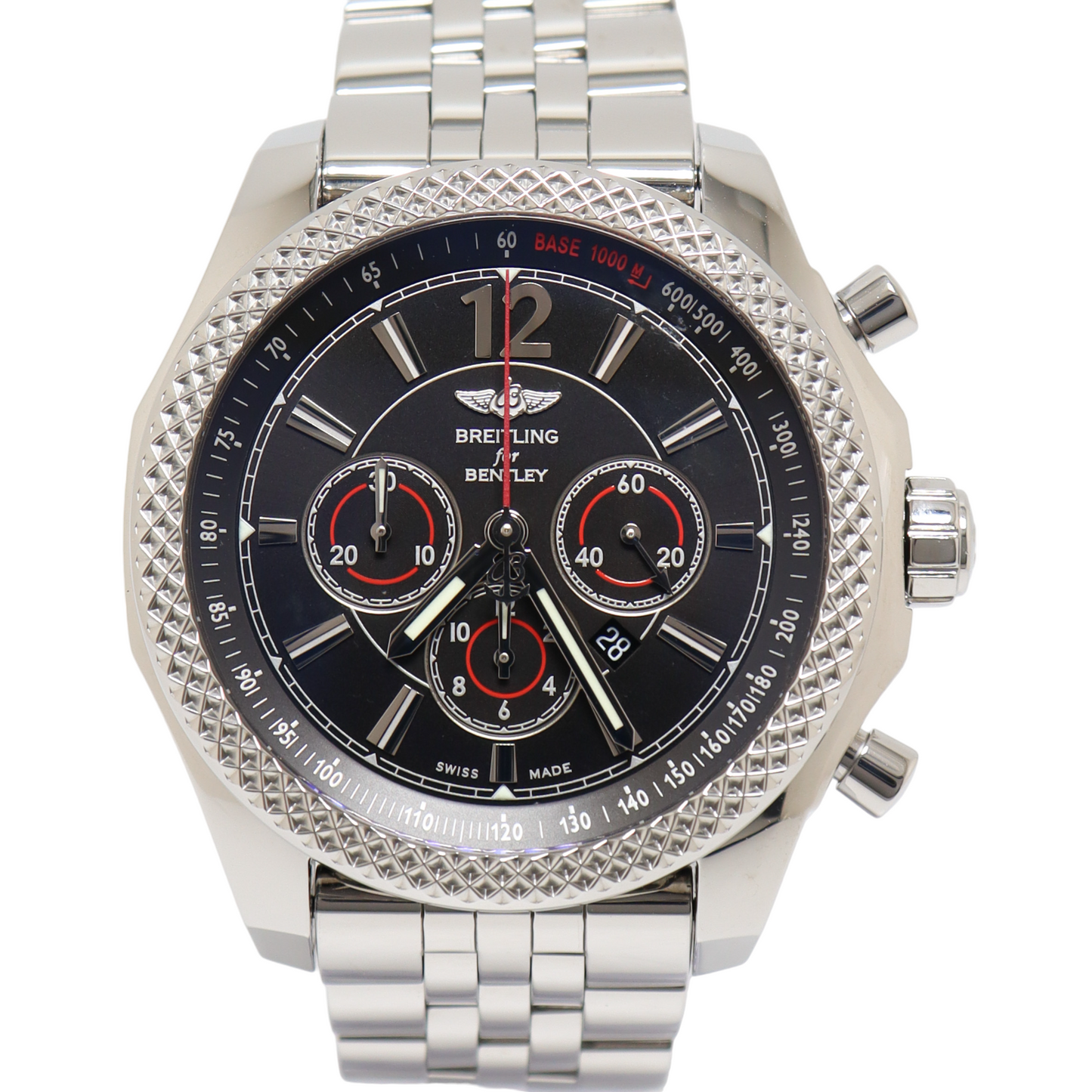 Breitling Bentley Stainless Steel 49mm Black Roman & Stick Dial Watch Reference#: A25362 - Happy Jewelers Fine Jewelry Lifetime Warranty