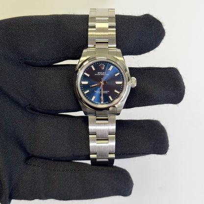 Rolex Oyster Perpetual 28mm Blue Dial Watch Ref# 276200 - Happy Jewelers Fine Jewelry Lifetime Warranty