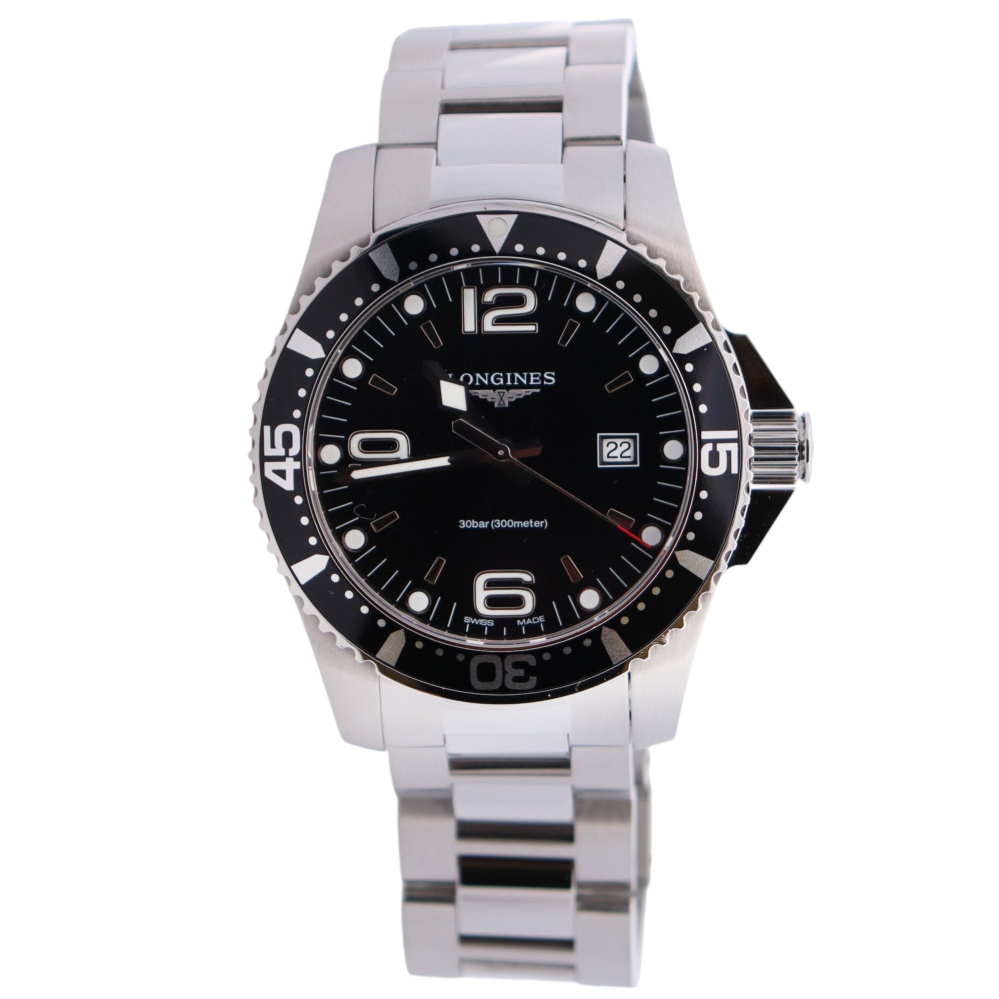 Longines Hydroconquest 44mm Black Dial Watch Ref# L3.840.4.56.6 - Happy Jewelers Fine Jewelry Lifetime Warranty