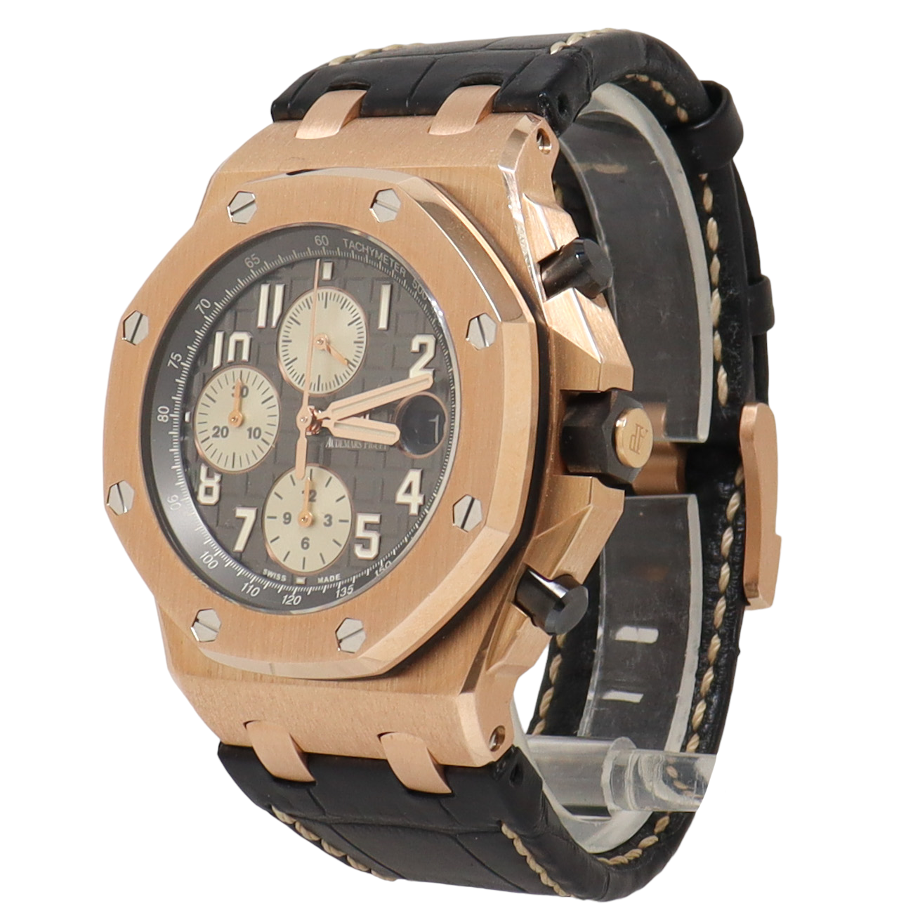 Audemars Piguet Royal Oak Offshore Rose Gold 44mm Gray Chronograph Dial Watch Reference#: 26470OR.OOA125CR.01 - Happy Jewelers Fine Jewelry Lifetime Warranty