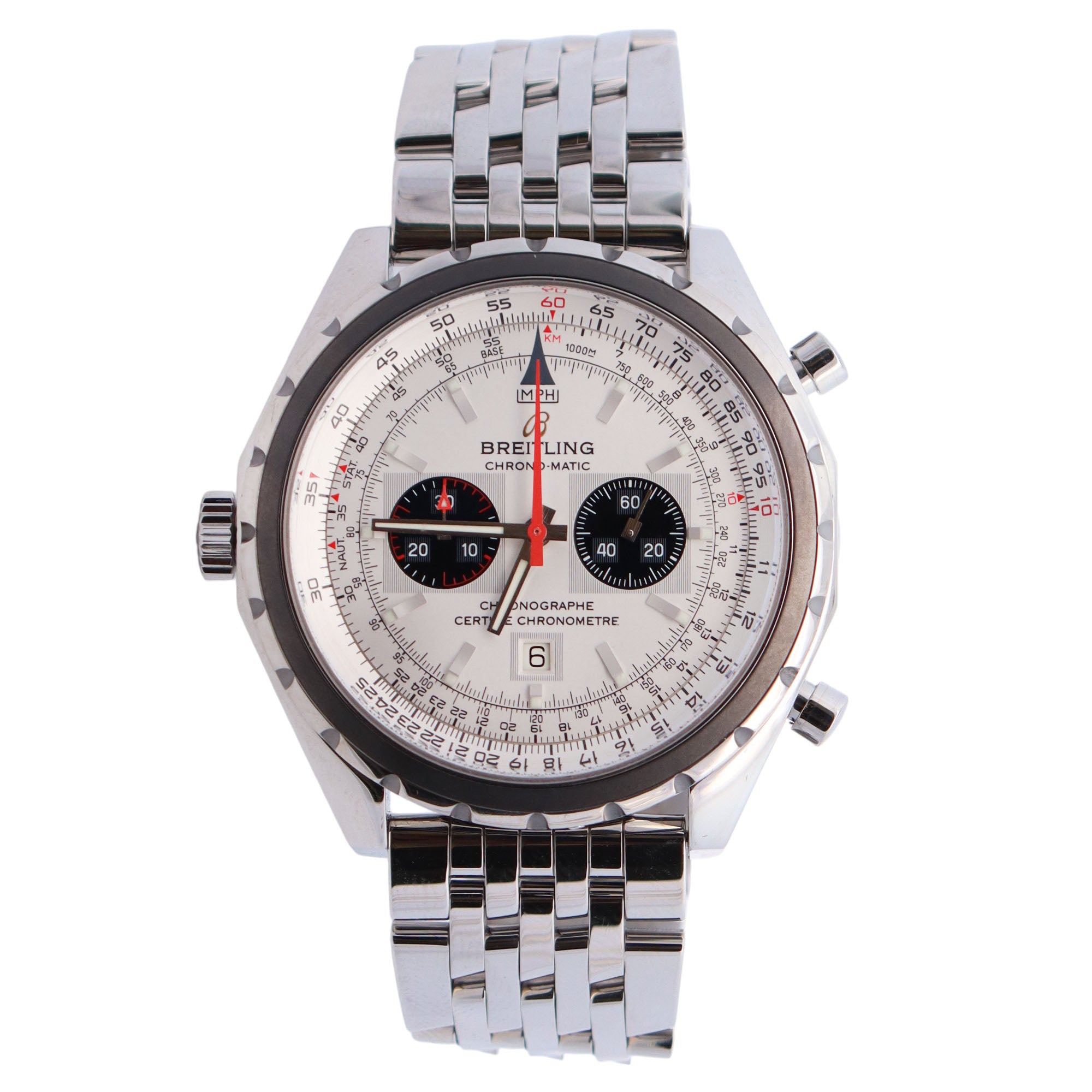 Breitling Chrono-Matic 44mm White Dial Watch Ref# A41360 - Happy Jewelers Fine Jewelry Lifetime Warranty