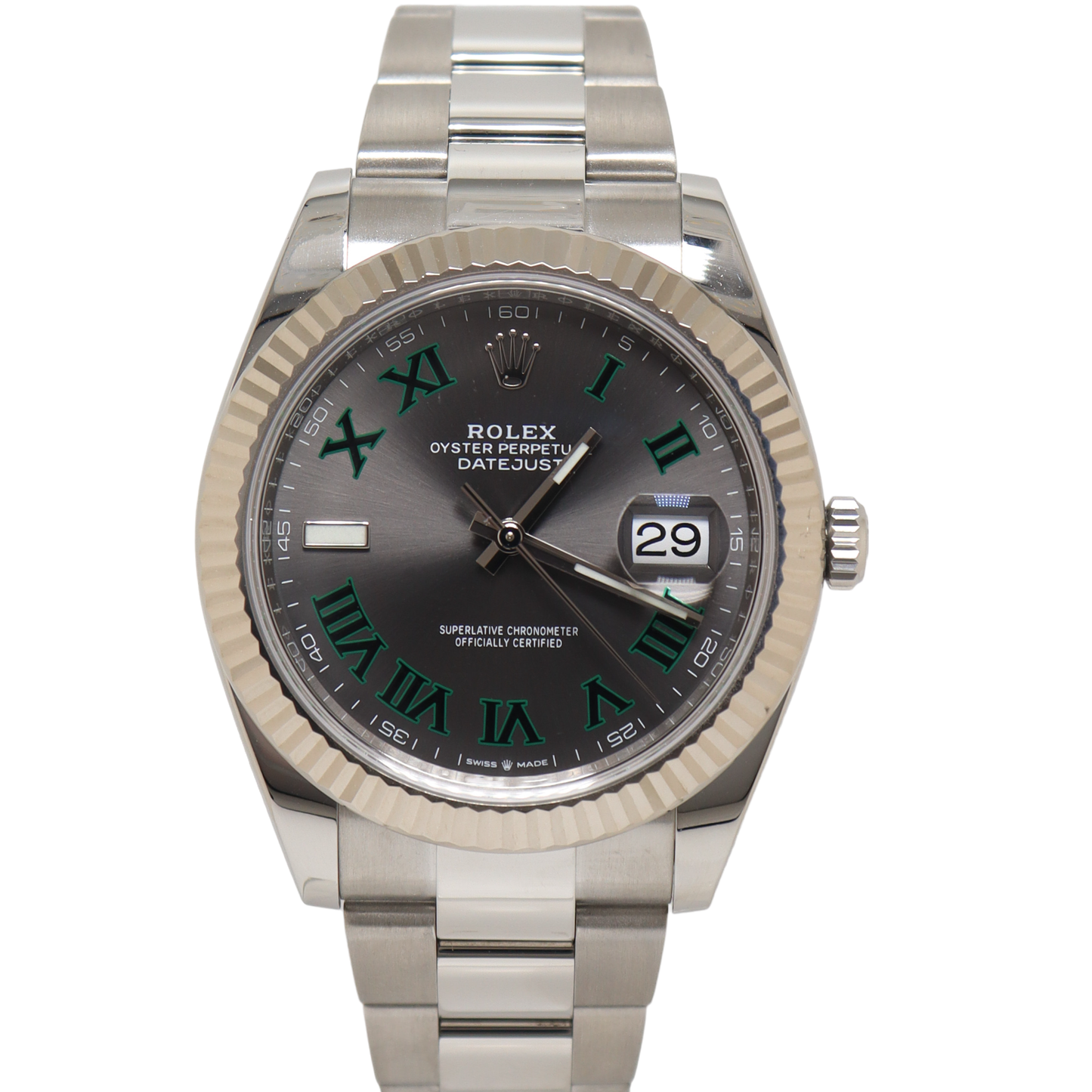 Rolex Datejust 41mm Stainless Steel Wimbledon Dial Watch Reference# 126334
