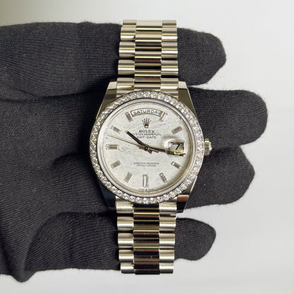 Rolex Day-Date White Gold 40mm Metorite Dial Watch Ref# 228349RBR