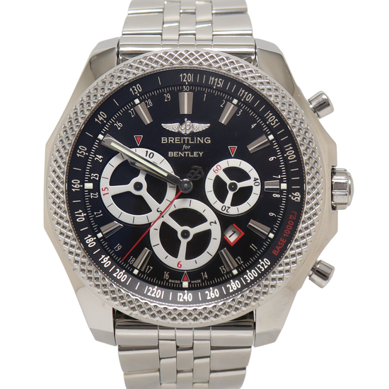 Breitling Bentley Barnato Stainless Steel 40mm Black Chronograph Dial Watch Reference#: A25366 - Happy Jewelers Fine Jewelry Lifetime Warranty