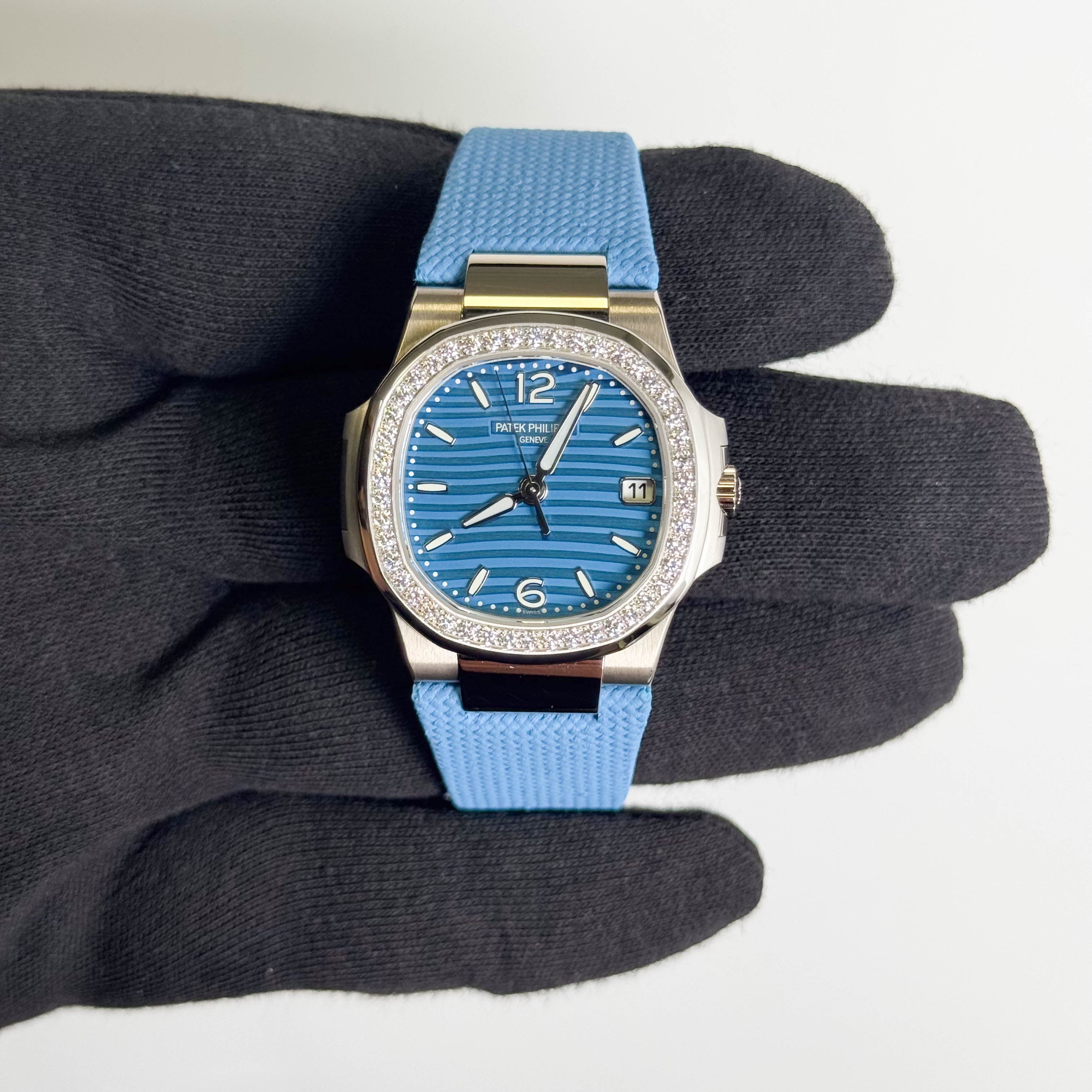 Patek Philippe Nautilus 32mm Blue Dial Watch Ref# 7010G-013