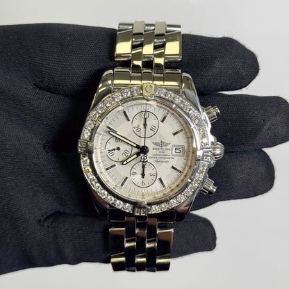 Breitling Chronomat 44mm White Chronograph Dial Watch Ref# A13356 - Happy Jewelers Fine Jewelry Lifetime Warranty