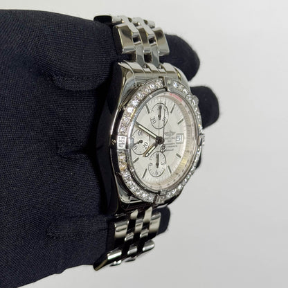 Breitling Chronomat 44mm White Chronograph Dial Watch Ref# A13356 - Happy Jewelers Fine Jewelry Lifetime Warranty