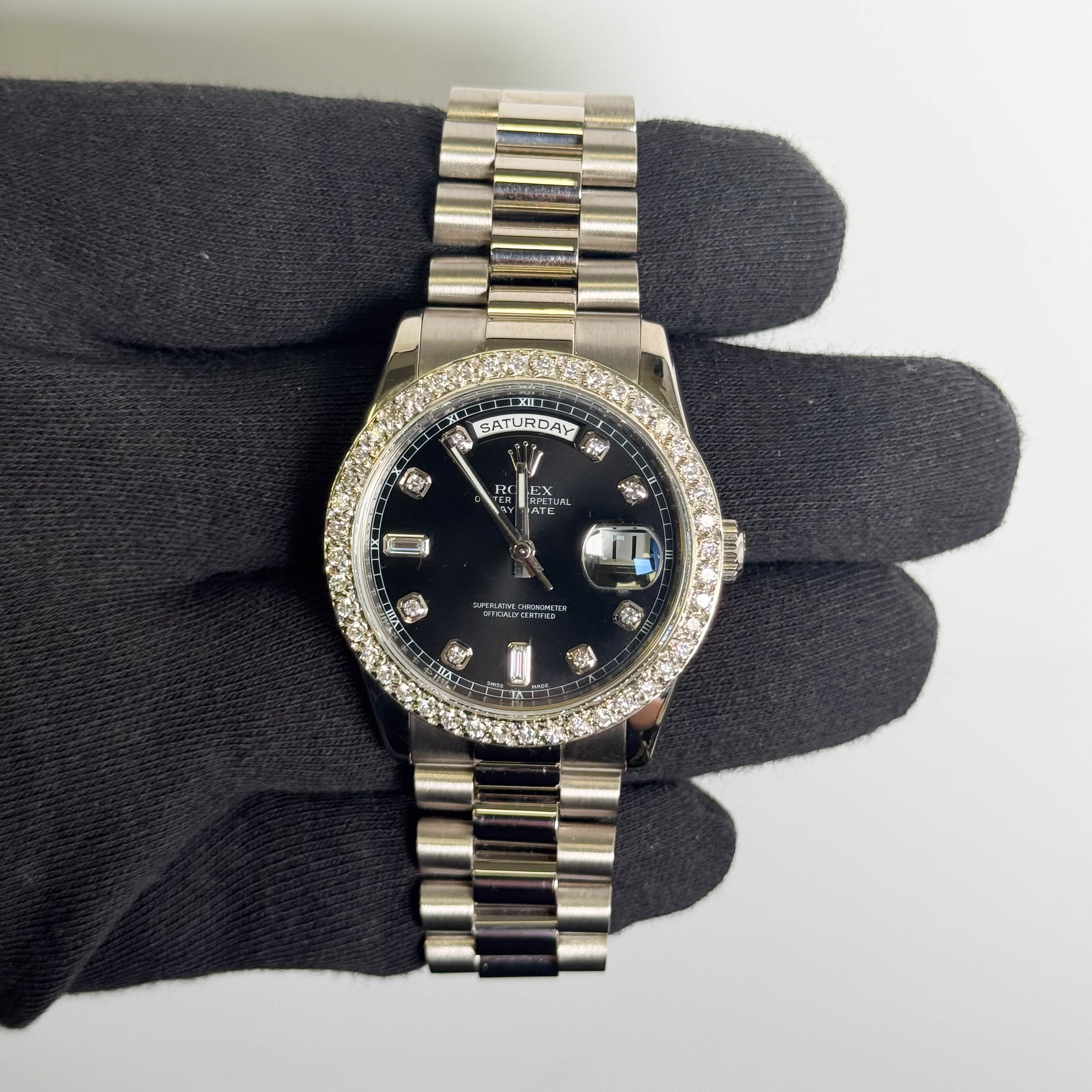 Rolex Day-Date 36mm Black Dial Watch Reference# 118209 - Happy Jewelers Fine Jewelry Lifetime Warranty