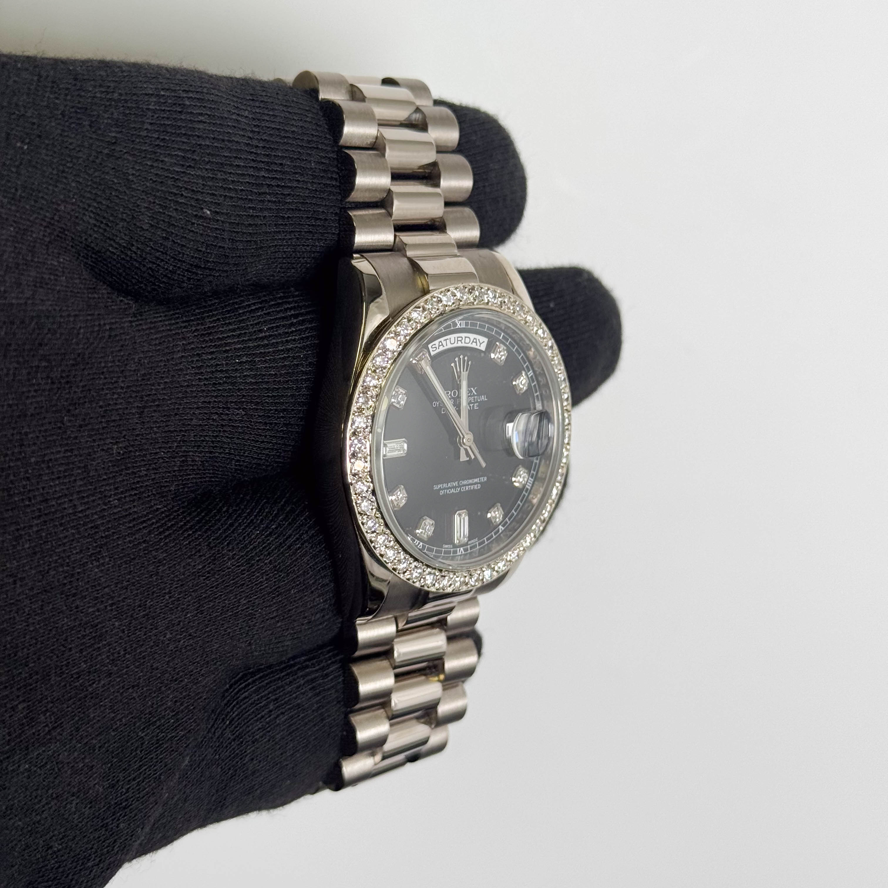 Rolex Day-Date 36mm Black Dial Watch Reference# 118209 - Happy Jewelers Fine Jewelry Lifetime Warranty
