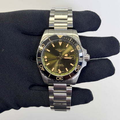 Longines Hydoconquest GMT 41mm Green Dial Watch Ref# L3.790.4.06.6 - Happy Jewelers Fine Jewelry Lifetime Warranty