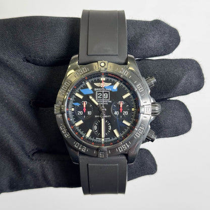 Breitling Blackbird 44mm Black Chronograph Dial Watch Ref# M4435911BA27 - Happy Jewelers Fine Jewelry Lifetime Warranty